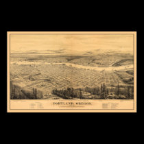 Portland ODER panoramische Karte DIGITAL REMASTERE poster