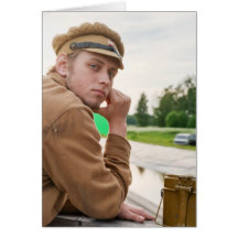 Porträt des Soldaten im Retro Artbild Karten