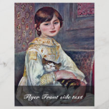 Porträt von Mademoiselle Julie Manet mit Katze Flyer Druck
