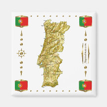 Portugal-Karte + Flaggen-Magnet Magnete