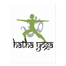 Pose Hatha Yoga des Krieger-II Postkarte