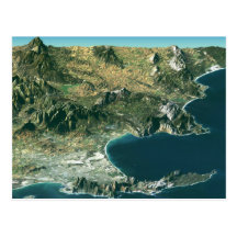 Postkarte mit Satellitenbild über Cape Town