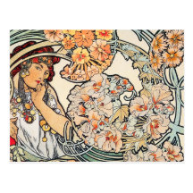 Postkarte: Mucha - Sprache der Blumen