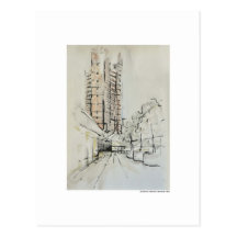 Postkarte Zeichnung Bleistift Hannover Landschaft