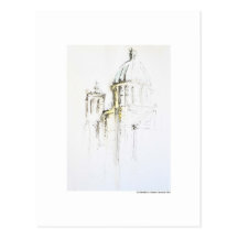 Postkarte Zeichnung Bleistift Hannover Landschaft