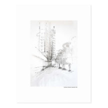 Postkarte Zeichnung Bleistift Hannover Landschaft