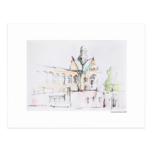 Postkarte Zeichnung Bleistift Hannover Landschaft