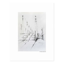 Postkarte Zeichnung Bleistift Hannover Landschaft