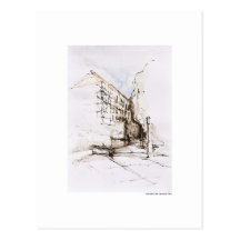 Postkarte Zeichnung Bleistift Hannover Landschaft