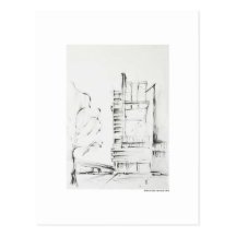 Postkarte Zeichnung Bleistift Hannover Landschaft