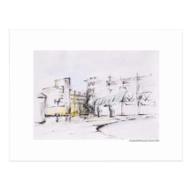 Postkarte Zeichnung Bleistift Hannover Landschaft