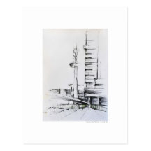 Postkarte Zeichnung Bleistift Hannover Landschaft