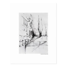 Postkarte Zeichnung Bleistift Hannover Landschaft