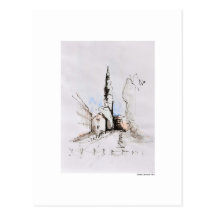 Postkarte Zeichnung Bleistift Hannover Landschaft