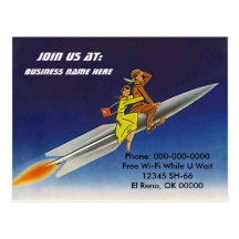 Postkarten-Retro Rocket-Schiffs-Reiter-Himmel-Reit
