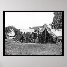 Präsident Lincoln bei Antietam 1862 Plakatdruck