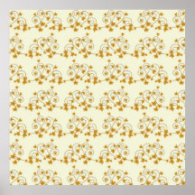 Pretty Fall Leaves with Scroll Pattern Poster