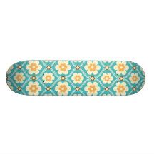 Pretty Teal and Yellow Daisy Pattern Custom Skate Board