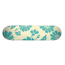 Pretty Teal Summer Flower Pattern Skate Board Decks