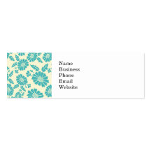 Pretty Teal Summer Flower Pattern Business Card Templates