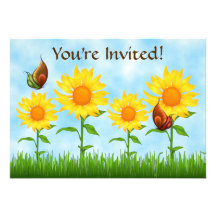Pretty Yellow Sunflower Birthday Party Invitation