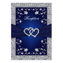 PRINTED RIBBON Navy, Silver Floral Enclosure Card Business Card Templates