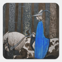 Prinz und Tomte (Gnome) im Wald Quadratsticker