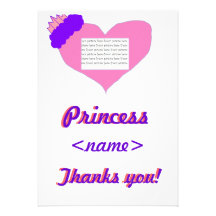 Prinzessin Heart Fifth Birthday Party danken Ihnen Personalisierte Einladungskarten
