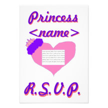 Prinzessin Heart First Birthday R.S.V.P. Card Individuelle Einladungskarten