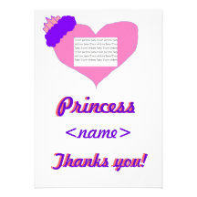 Prinzessin Heart Third Birthday Party danken Ihnen Einladungskarten