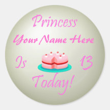 Prinzessin (Ihr Name) ist 13 heute Runde Sticker