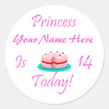 Prinzessin (Ihr Name) ist 14 heute Stickers