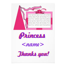 Prinzessin Pink/rosa Hut danken Ihnen zu kardieren Individuelle Einladung
