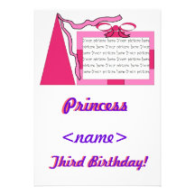 Prinzessin Pink/rosa Hut-drittes Geburtstags-Party Einladung