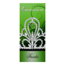 Prinzessin Tiara Quinceanera (Grün) Personalisierte Ankündigungskarte