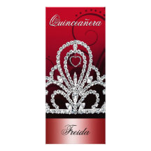 Prinzessin Tiara Quinceanera (tiefrot) Einladungen