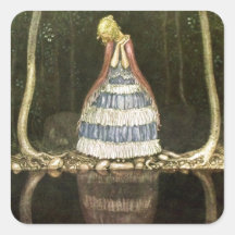 Prinzessin und Reflexion im Wasser Quadratsticker