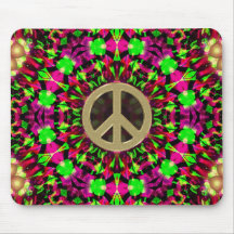 Psychedelischer Kaleidoskop-Goldfrieden Mousepad