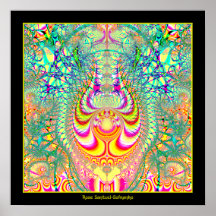 Psychedelisches auf den Kopf gestelltes Gedanken-F Plakatdruck