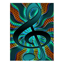 Psychedelisches dreifacher Clef/G Clef-Musik-Symbo Postkarten
