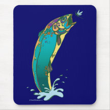Psychedelisches Forelle-Fischen Mousepads
