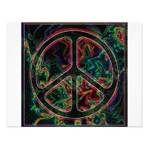 psychedelisches Friedenszeichen Ankündigungskarten