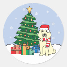 Pudel-und Weihnachtsbaum Runder Sticker
