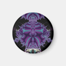 Purple and Black Fractal Art Magnets