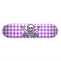 Purple Checkered Gingham Jolly Roger Skate Decks