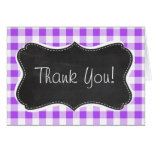 Purple Checkered Gingham; Vintage Chalkboard Cards
