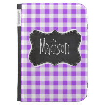 Purple Checkered Gingham; Vintage Chalkboard Cases For The Kindle