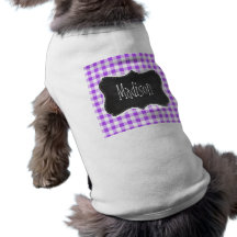 Purple Checkered Gingham; Vintage Chalkboard Doggie T-shirt