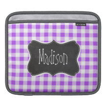 Purple Checkered Gingham; Vintage Chalkboard iPad Sleeve