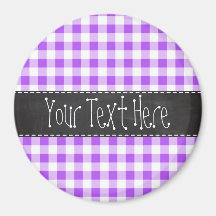 Purple Checkered Gingham; Vintage Chalkboard Fridge Magnet